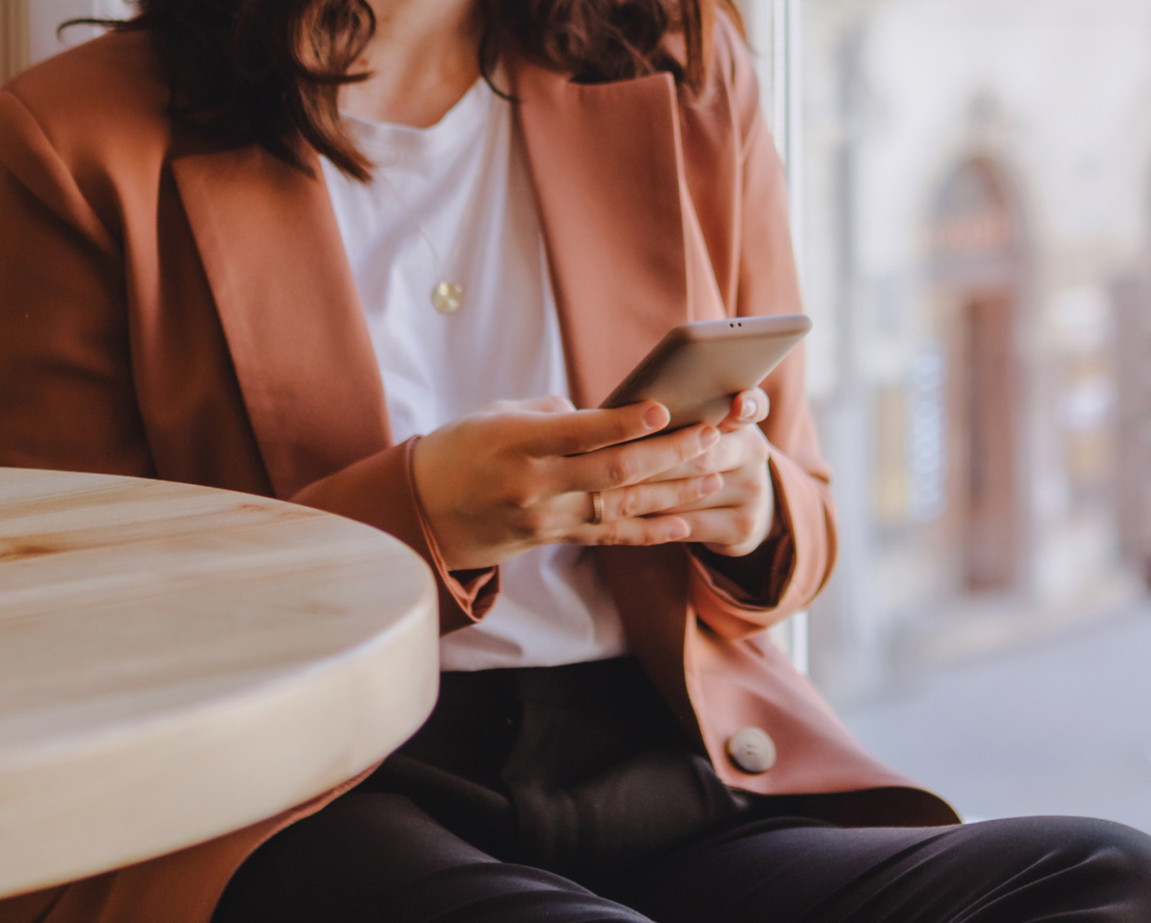 Woman texting on phone